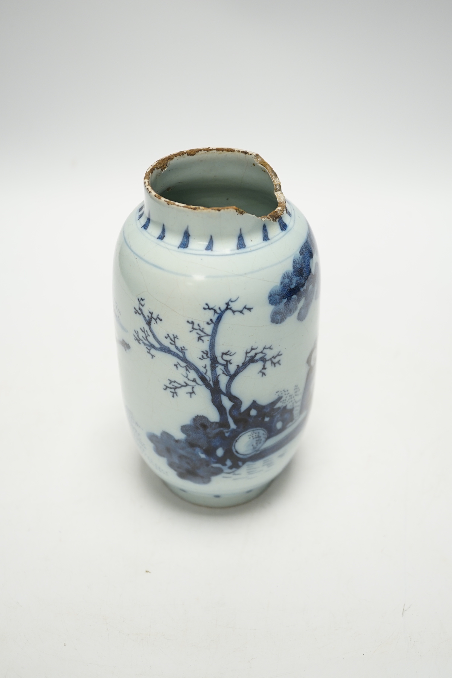 A delftware jar, late 17th century, possibly Brislington, 17cm high